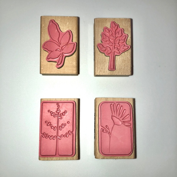 STUDIO G Set of 4 Daisy, Leaves, Trees Rubber Stamp Wood Block RARE! NEW! - Picture 2 of 4